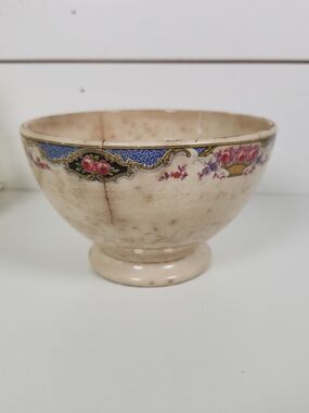 Antique Heavily Stained Crazed Bowl 5.25"| Primitive Farmhouse | Shabby Chic